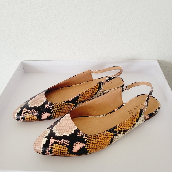 MADEWELL Leather Snakeprint Slingback Flats - Picture 2 of 8